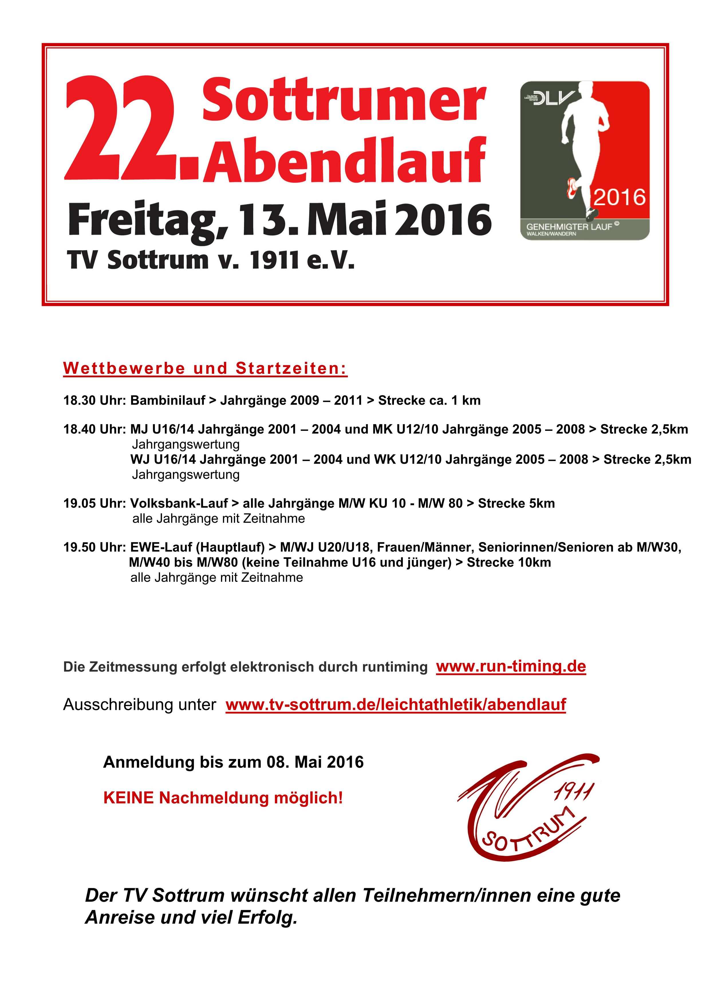 Information Sottrumer Abendlauf 2016